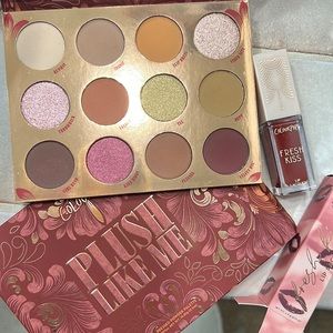 Colourpop deep red Plush Like Me palette + Fresh Kiss lipgloss bundle NIB new